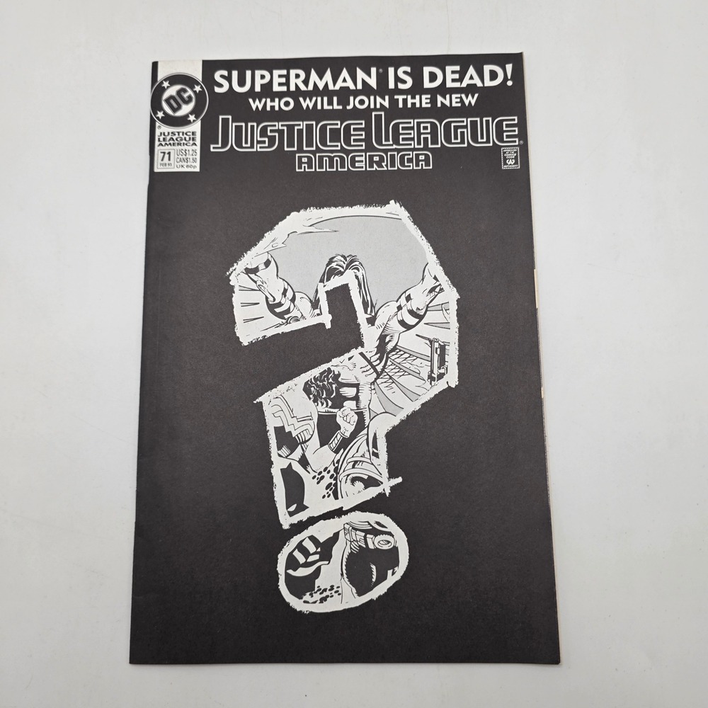 DC Comics Justice League America 71 Superman is Dead Question Mark Cover 1993